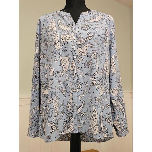 Coral Bay Blue Paisley Blouse XL - Picture 1 of 4